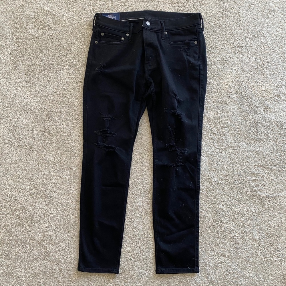 Abecrombie Men’s Stretch Super Skinny Black Denim